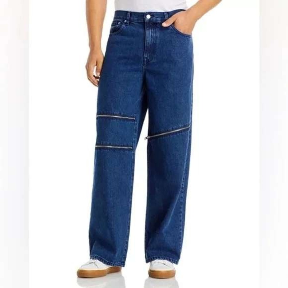 Helmut Lang Zip Horizontal Zip Wide Leg‎ Denim Jeans Women's Fits 32x32 (Read)